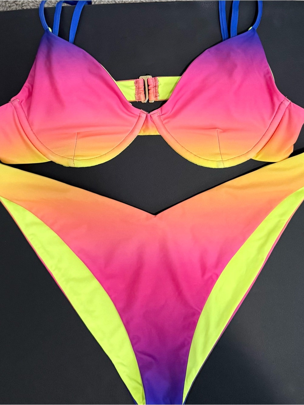 Beach Riot rainbow Camilla top/ bottom bikini set